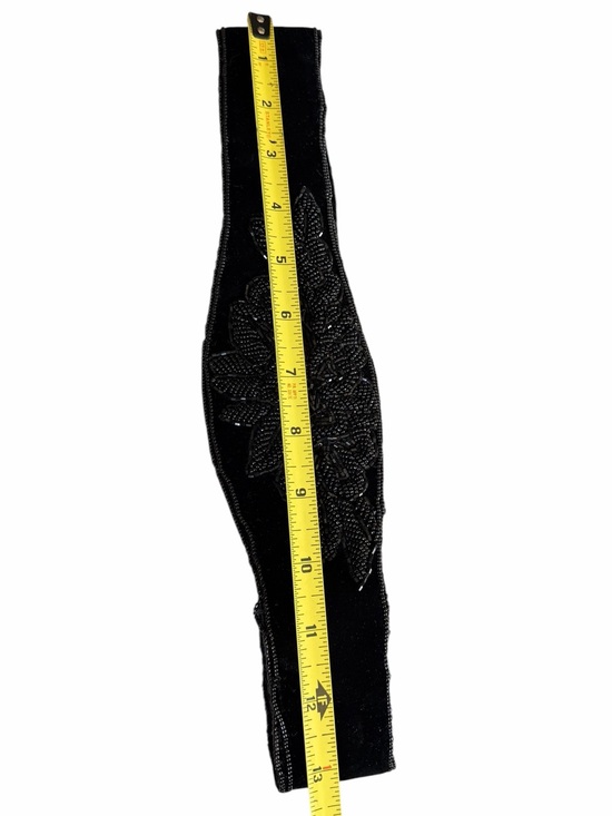 NWT Vintage La Regale Small Black Velvet Beaded Glam Wide Waist Belt Retro